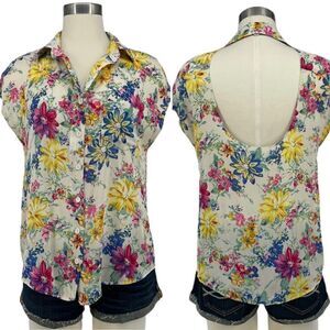 NWOT UO Lucca Couture Floral Cutout Back Blouse